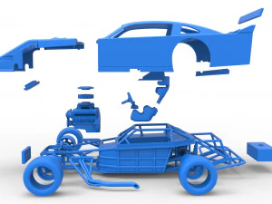 Asphalt Modified stock car Version 4 Scale 1 to 25 3D Print Model