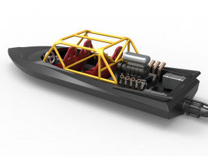 Quad Jet sprint boat Scale 1 to 25 3D Print Model
