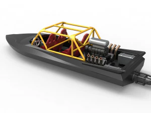 Quad Jet sprint boat Scale 1 to 25 3D Print Model