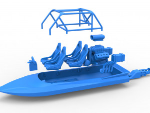 Quad Jet sprint boat Scale 1 to 25 3D Print Model