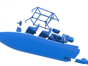 Quad Jet sprint boat Scale 1 to 25 3D Print Model