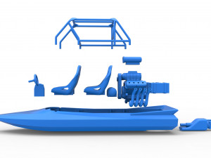 Quad Jet sprint boat Scale 1 to 25 3D Print Model