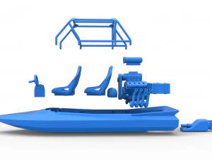 Quad Jet sprint boat Scale 1 to 25 3D Print Model