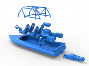 Quad Jet sprint boat Scale 1 to 25 3D Print Model