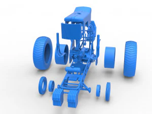 Small block Pulling tractor Scale 1 to 25 3D Print Model