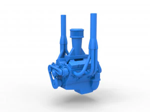 スモールブロックのエンジン 牽引トラクター スケール1～25 3Dプリントモデル