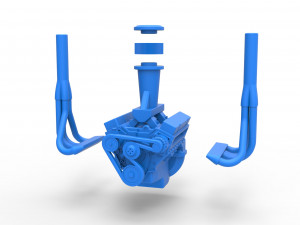 Engine of Small block Pulling tractor Scale 1 to 25 Modèles 3D en vedette