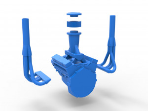 Engine of Small block Pulling tractor Scale 1 to 25 Modèles 3D en vedette