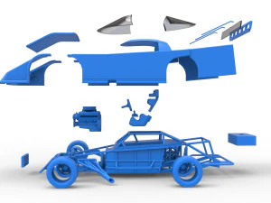 Asphalt Outlaw Super late model Scale 1 to 25 3D Print Model