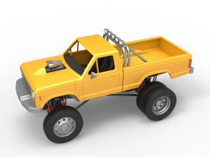 Monster Truck with semi truck wheels Scale 1 to 25 3D Print Model