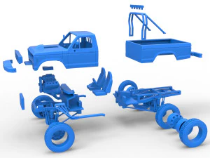 Monster Truck with semi truck wheels Scale 1 to 25 3D Print Model