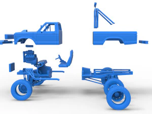 Monster Truck with semi truck wheels Scale 1 to 25 3D Print Model