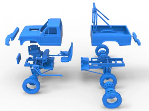 Monster Truck with semi truck wheels Scale 1 to 25 3D Print Model