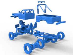 Monster Truck with semi truck wheels Scale 1 to 25 3D Print Model