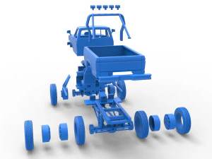 Monster Truck with semi truck wheels Scale 1 to 25 3D Print Model