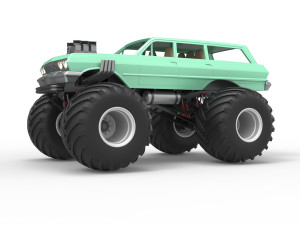 Vintage Monster Truck Scale 1 to 25 Model Cetak 3D