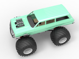 Vintage Monster Truck Scale 1 to 25 Model Cetak 3D
