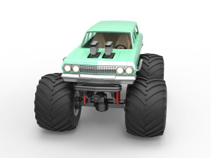 Vintage Monster Truck Scale 1 to 25 Model Cetak 3D