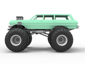 Vintage Monster Truck Scale 1 to 25 Model Cetak 3D