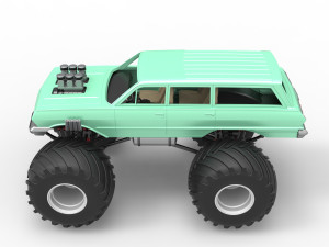 Vintage Monster Truck Scale 1 to 25 Model Cetak 3D