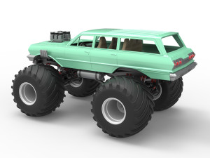 Vintage Monster Truck Scale 1 to 25 Model Cetak 3D