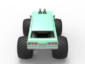 Vintage Monster Truck Scale 1 to 25 Model Cetak 3D