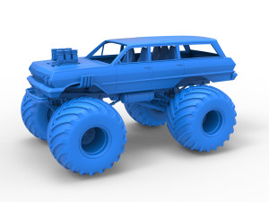 Vintage Monster Truck Scale 1 to 25 Model Cetak 3D