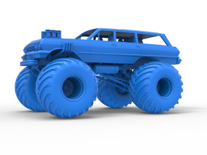 Vintage Monster Truck Scale 1 to 25 Model Cetak 3D