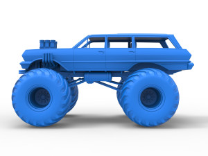Vintage Monster Truck Scale 1 to 25 Model Cetak 3D