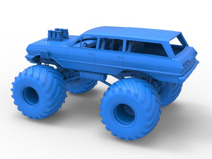 Vintage Monster Truck Scale 1 to 25 Model Cetak 3D