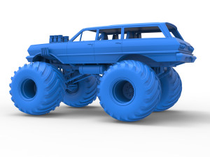 Vintage Monster Truck Scale 1 to 25 Model Cetak 3D