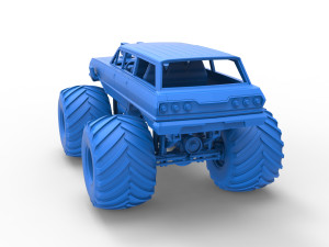Vintage Monster Truck Scale 1 to 25 Model Cetak 3D