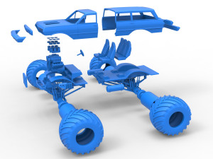 Vintage Monster Truck Scale 1 to 25 Model Cetak 3D