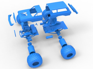 Vintage Monster Truck Scale 1 to 25 Model Cetak 3D