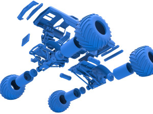 Vintage Monster Truck Scale 1 to 25 Model Cetak 3D