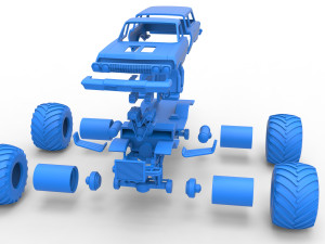 Vintage Monster Truck Scale 1 to 25 Model Cetak 3D