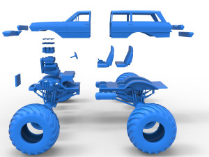 Vintage Monster Truck Scale 1 to 25 Model Cetak 3D