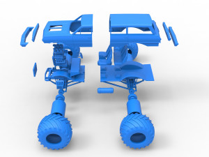 Vintage Monster Truck Scale 1 to 25 Model Cetak 3D