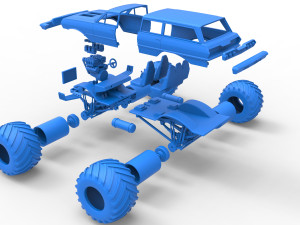Vintage Monster Truck Scale 1 to 25 Model Cetak 3D