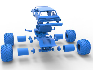 Vintage Monster Truck Scale 1 to 25 Model Cetak 3D