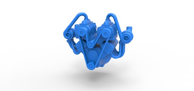 Twin turbo supercharged V8 Engine Version 6 Scale 1 to 25 Modelo de Impressão 3D .c4d .max .obj .3ds .fbx .stl .blend 
