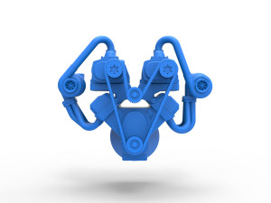 Twin turbo supercharged V8 Engine Version 6 Scale 1 to 25 Modelo de Impressão 3D