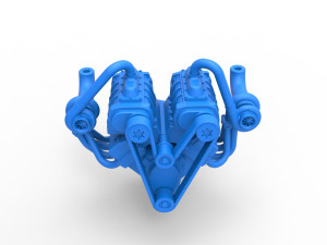 Twin turbo supercharged V8 Engine Version 6 Scale 1 to 25 Modelo de Impressão 3D