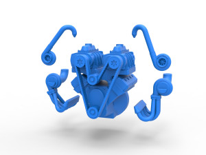 Twin turbo supercharged V8 Engine Version 6 Scale 1 to 25 Modelo de Impressão 3D