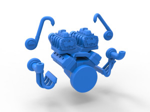 Twin turbo supercharged V8 Engine Version 6 Scale 1 to 25 Modelo de Impressão 3D