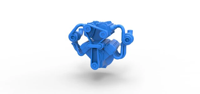 Twin turbo supercharged V8 Engine Version 7 Scale 1 to 25 3D Print Model .c4d .max .obj .3ds .fbx .stl .blend 