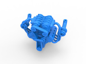 Twin turbo supercharged V8 Engine Version 7 Scale 1 to 25 Modello di stampa 3D