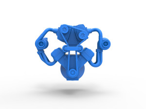 Twin turbo supercharged V8 Engine Version 7 Scale 1 to 25 Modello di stampa 3D