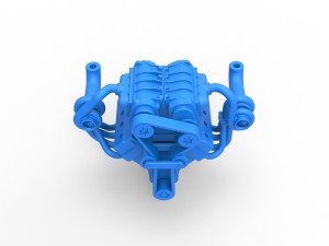 Twin turbo supercharged V8 Engine Version 7 Scale 1 to 25 Modello di stampa 3D