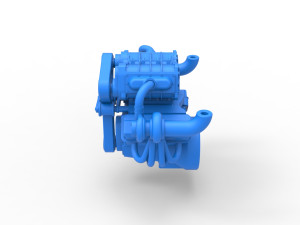 Twin turbo supercharged V8 Engine Version 7 Scale 1 to 25 Modello di stampa 3D